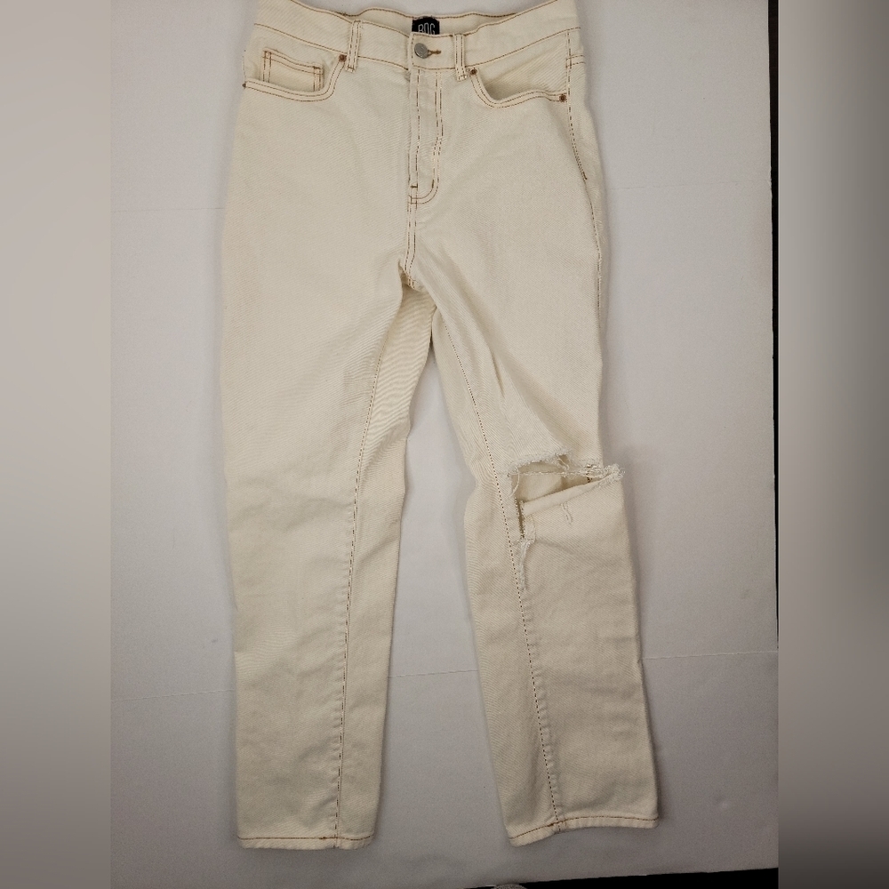 BDG Sz 28 Jeans Loose Straight Distressed Ivory Rigid Y2K 90s